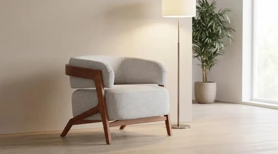 Poltrona Decorativa com Encosto Envolvente Estofado — foto 1