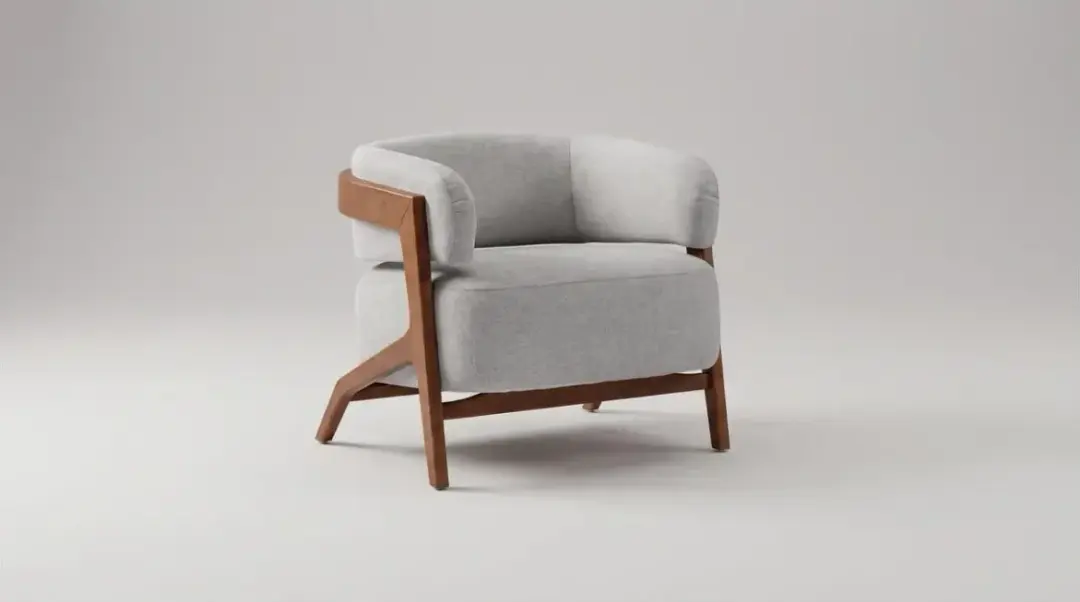 Poltrona Decorativa com Encosto Envolvente Estofado — foto 3